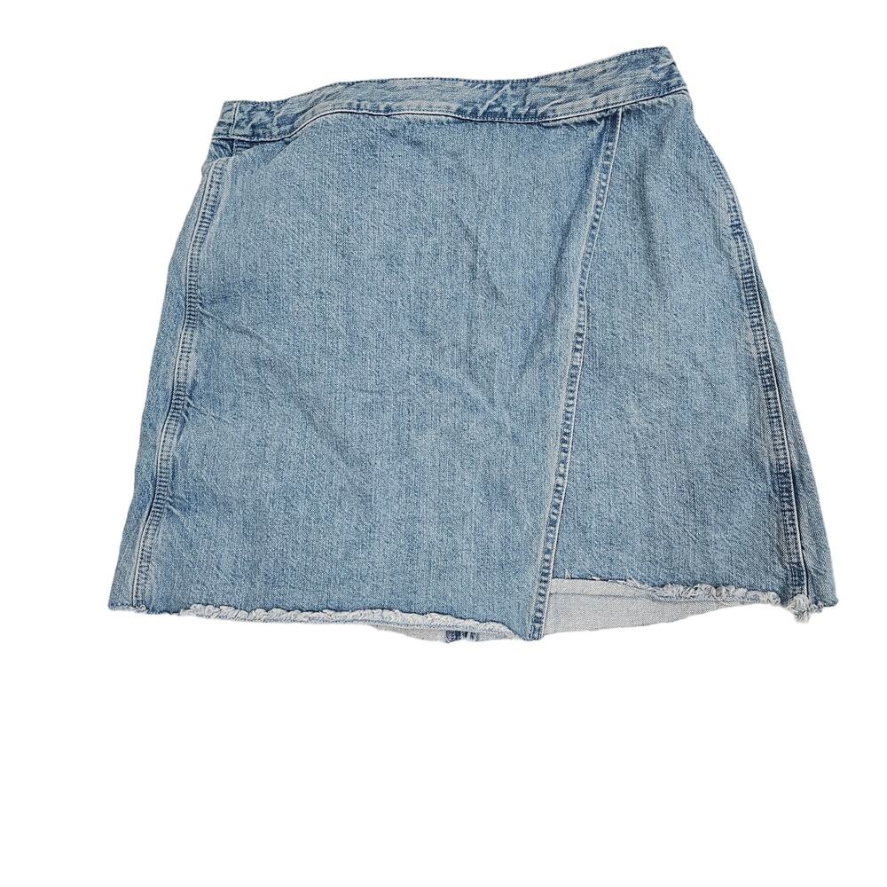 Ann Taylor LOFT Women's Blue Denim‎ Frayed Wrap Size 8 /29 Mini Skirt